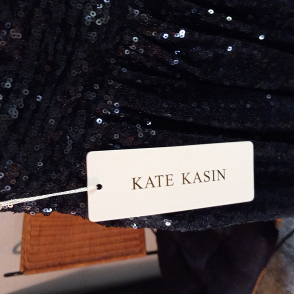 NWT Kate Kasin Black Sequin Formal Maxi Dress - Picture 3 of 4